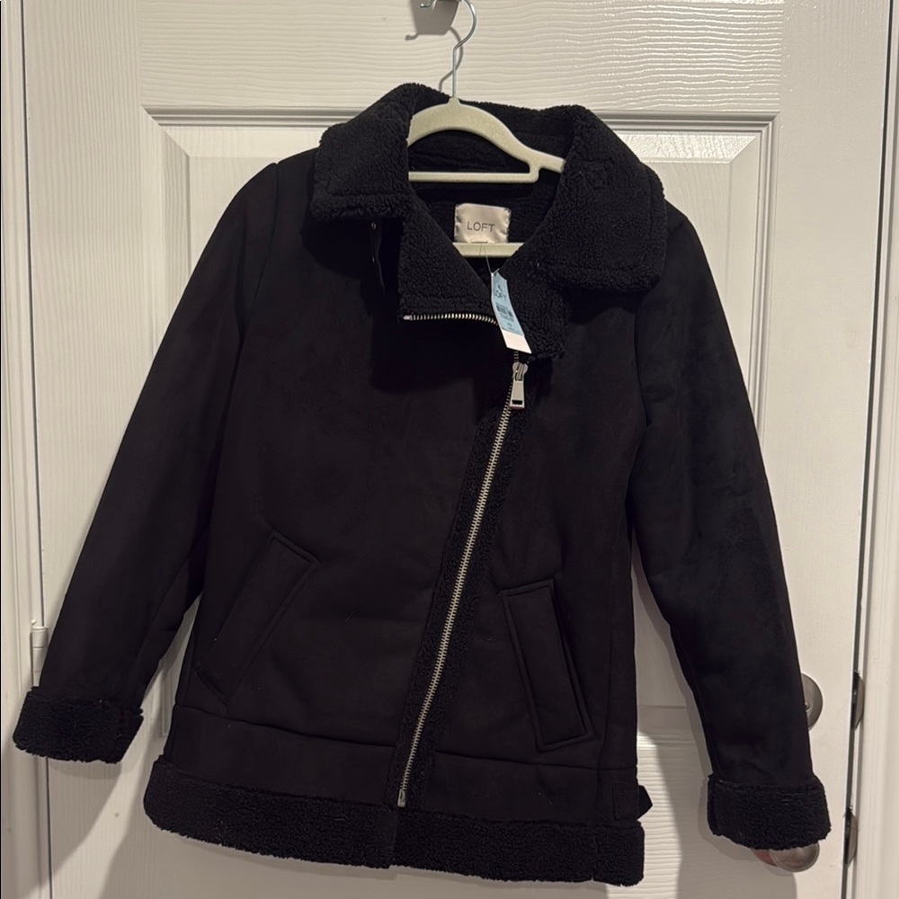 Ann Taylor LOFT - Black Faux Shearling Jacket